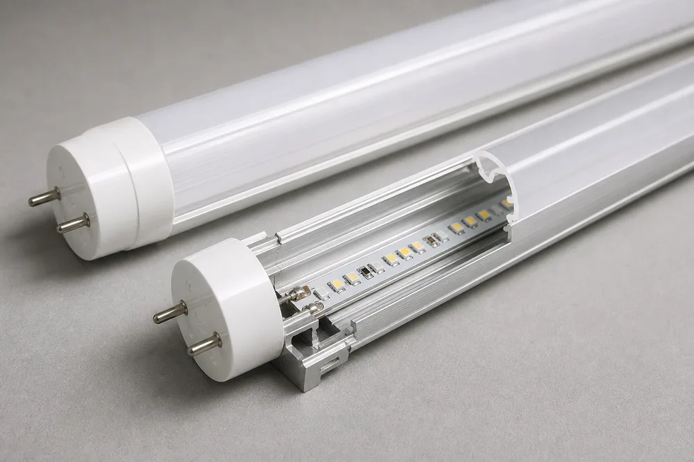 2026 LED T8 PC külső cső és belső alumínium ház OEM és saját címkés cső-lámpa szerelvényhez